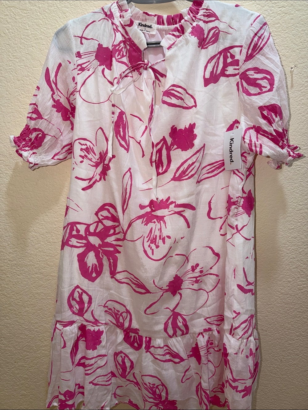 Kindred White Maxi Dress with Pink Floral Print